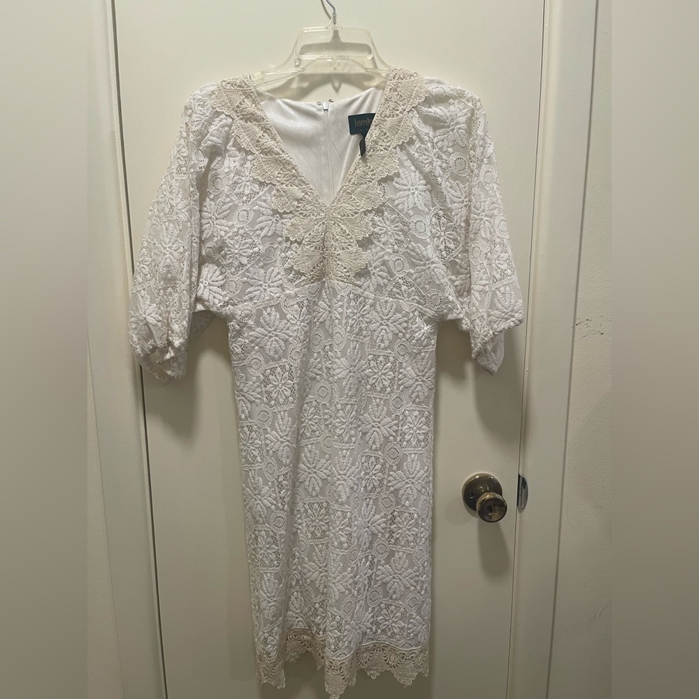 Laundry By Shelli Segal White Lace Long Sleeve Dress